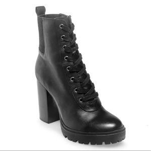 Latch Black Leather Steve Madden Heel Boots